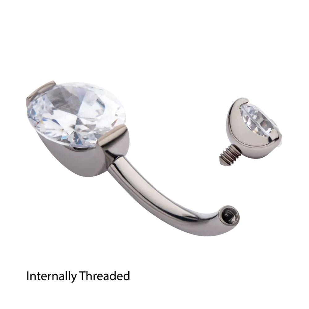 Initial Piercing - Claw set oval crystal belly