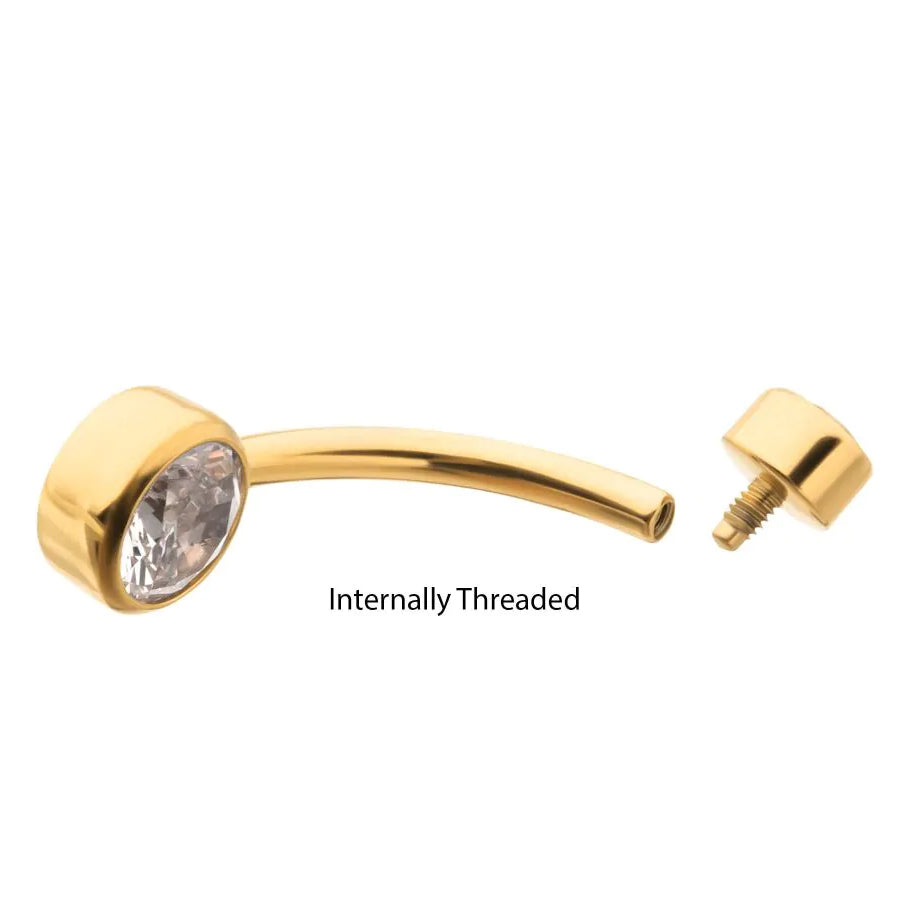 Initial Piercing - Mini Belly bar 24k Gold plated