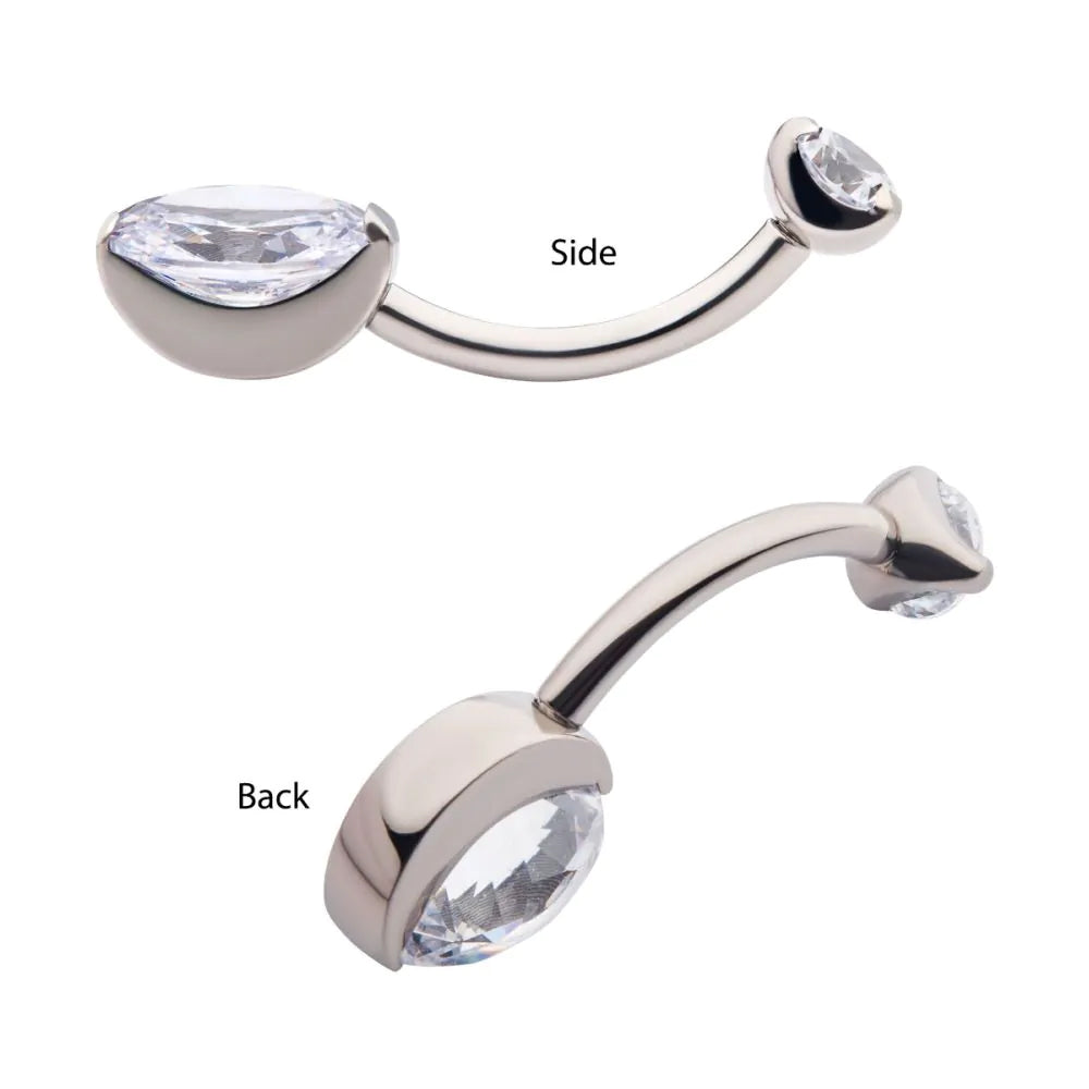 Initial Piercing - Claw set oval crystal belly