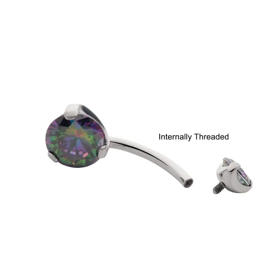 Initial Piercing - High Polish Round Claw Set Belly Bar