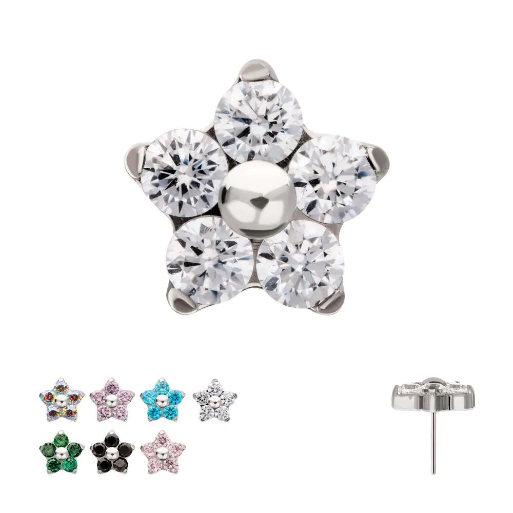 Initial Piercing - Titanium 5 Petal flower