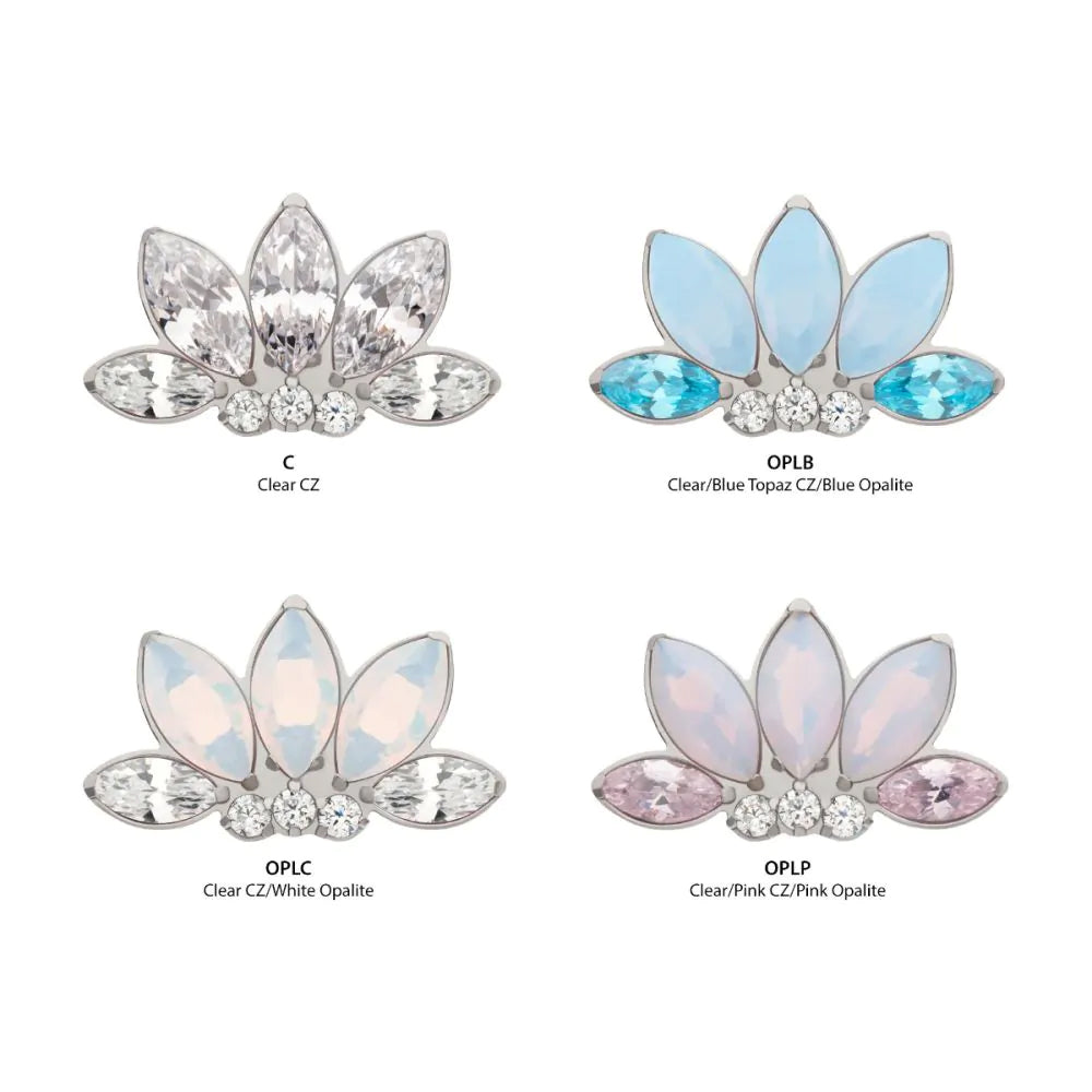 Initial Piercing - Titanium Threadless 5-Cluster Marquise Opalite/CZ with Round Clear CZ Fan Shape Top