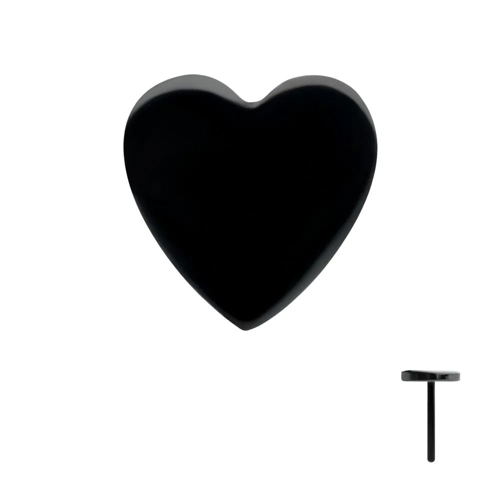 Initial Piercing -Black PVD Titanium Threadless Heart Top