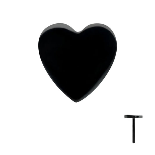 Initial Piercing  -Black PVD Titanium Threadless Heart Top