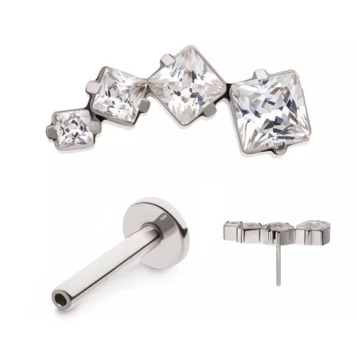 Initial Piercing - High Polish Squares/arc Labret