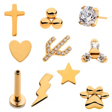 Initial Piercing - 24k gold plated crystal Labrets 4mm