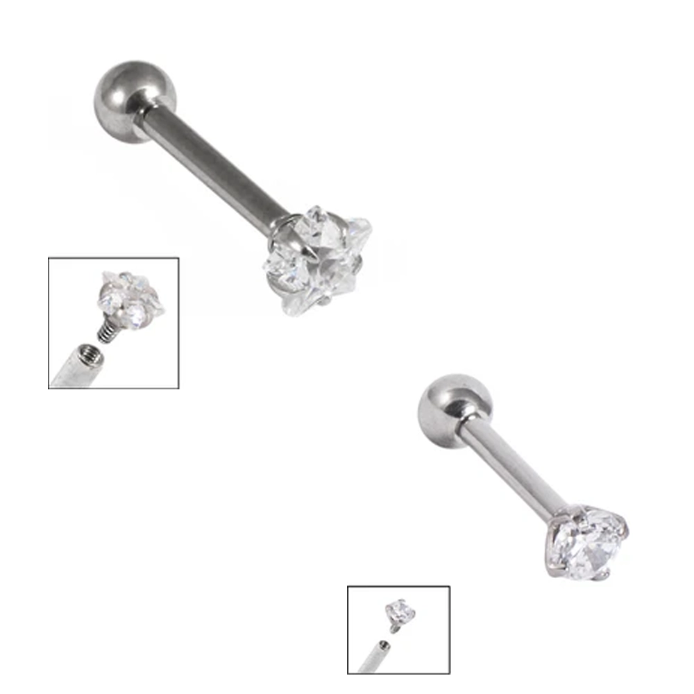 Initial Piercing - Titanium Claw set crystal micro barbells