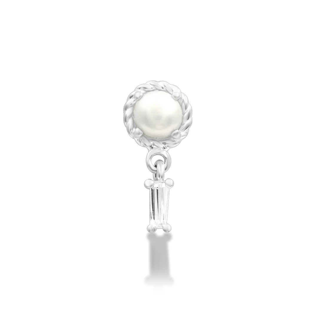 Junipurr Jewelry Millicent - Fresh Water Pearl/White Gold - Healed piercing only