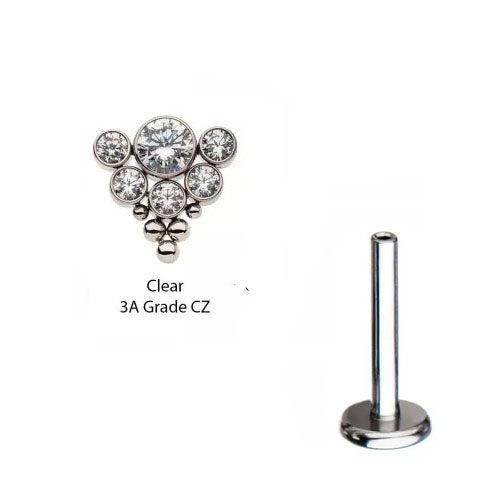 Initial Piercing Initial Piercing - Crystal Clustered beads Labret