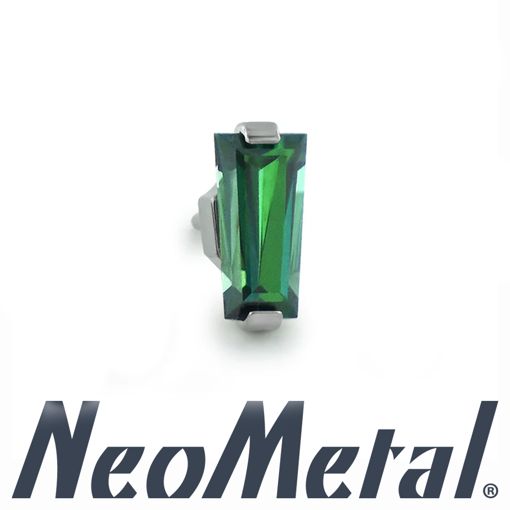 Titanium Baguette Cut Prong Gem Labret - Neometal