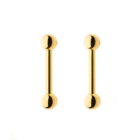 Initial Piercing - Pair of Titanium Internally 24K Gold Plate Threaded Micro Barbells