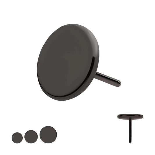 Initial Piercing  - Black PVD Titanium Threadless Flat 3mm Disc Top
