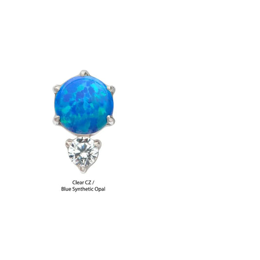 Initial Piercing  - Blue Synthetic Opal/cz