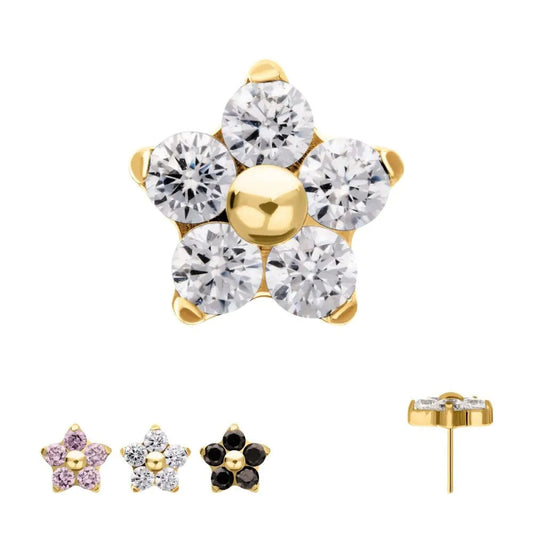 Initial Piercing  - 24k gold plated 5 Petal flower