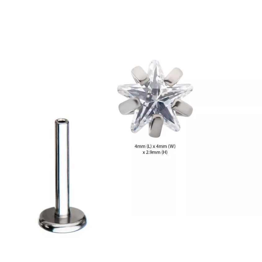 Initial Piercing  - Crystal 4mm Star Labret
