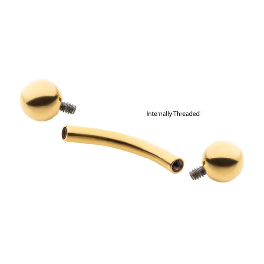 Initial Piercing - Curved Bar for Eyebrow or Vertical Lip 24K Gold Plated