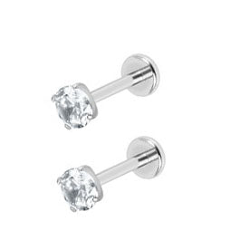 Initial Piercing  - Titanium earring labrets Claw-set Crystals