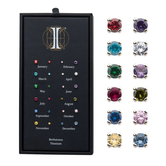 Initial Piercing - Birth Stones - 2.5mm for Nose, Helix, Forward Helix, Tragus