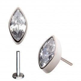 Initial Piercing  Plain Marquise Crystal Labret - Initial Piercing