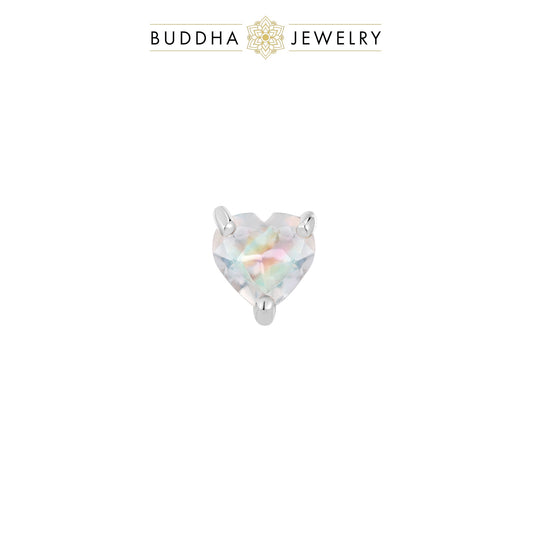 Rainbow Moonstone Heart/White Gold
