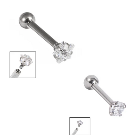 Initial Piercing - Titanium Claw set crystal micro barbells