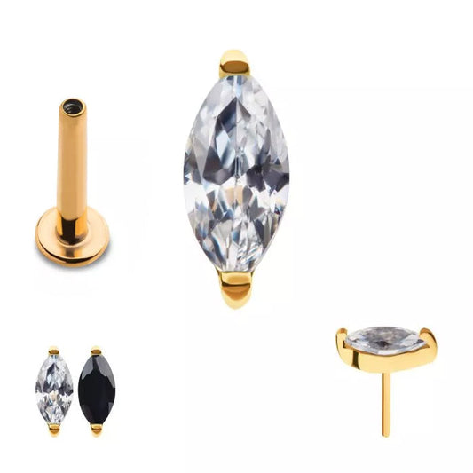 Initial Piercing  - 24k gold plated Marquise Labret