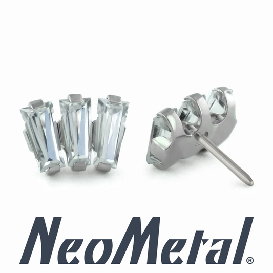 Titanium Baguette Cut Gem Fan Cluster Labret - Neometal