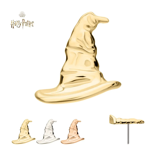 14Kt Gold Harry Potter Sorting Hat Threadless Labret - White Gold