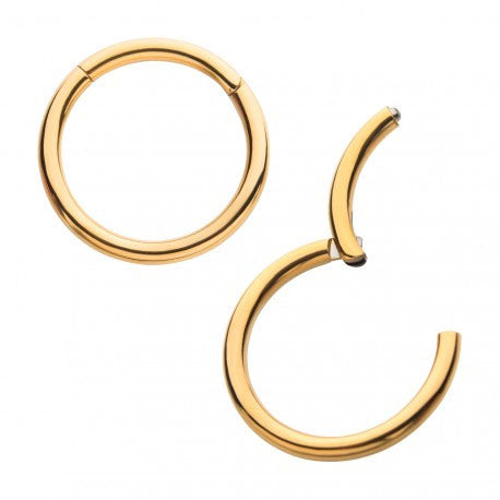 Initial Piercing  - 24k Gold pvd hinged ring 1.2mm