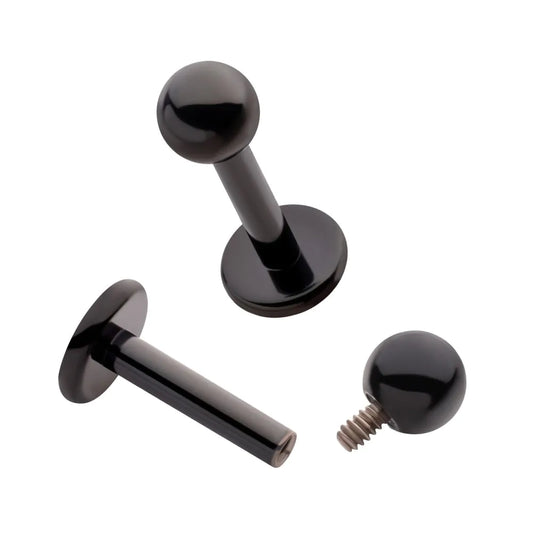 Initial Piercing  - Labret bar 3mm Black PVD Internal Thread