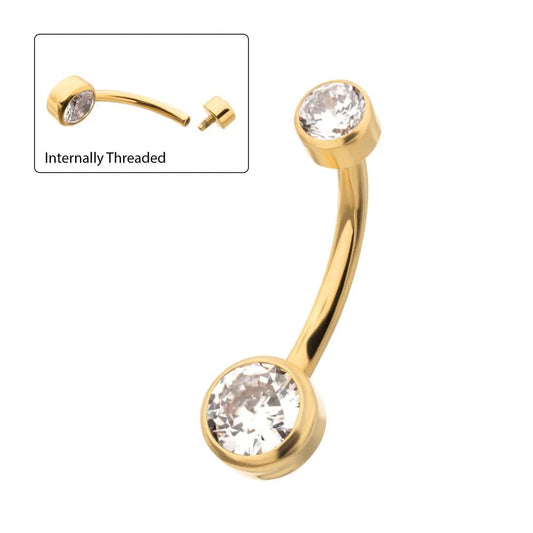 Initial Piercing  - Mini Belly bar 24k Gold plated