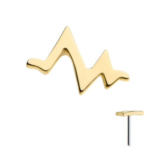 Initial Piercing - 14Kt Gold Threadless with Heart Beat Labret