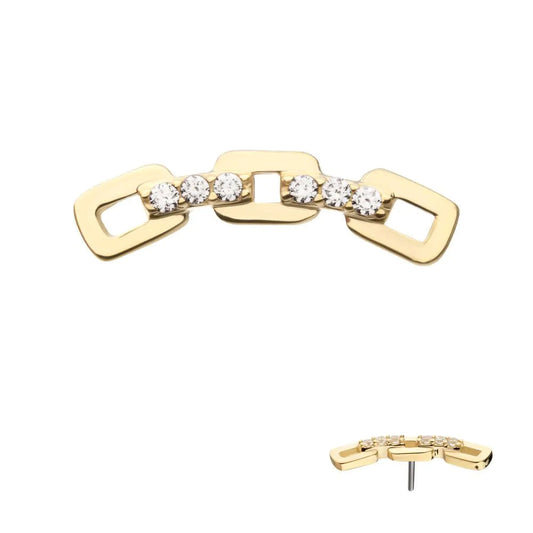Initial Piercing - 14ct gold curved chainlink push fit top + 24k plated titanium bar