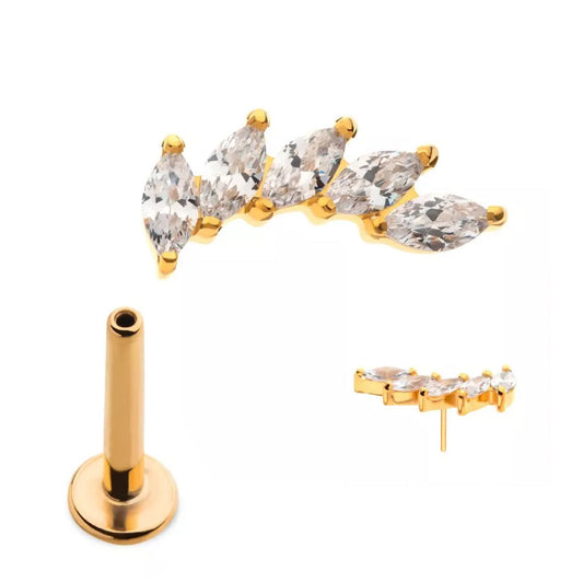 Initial Piercing - 24K Gold plated Marquise arc