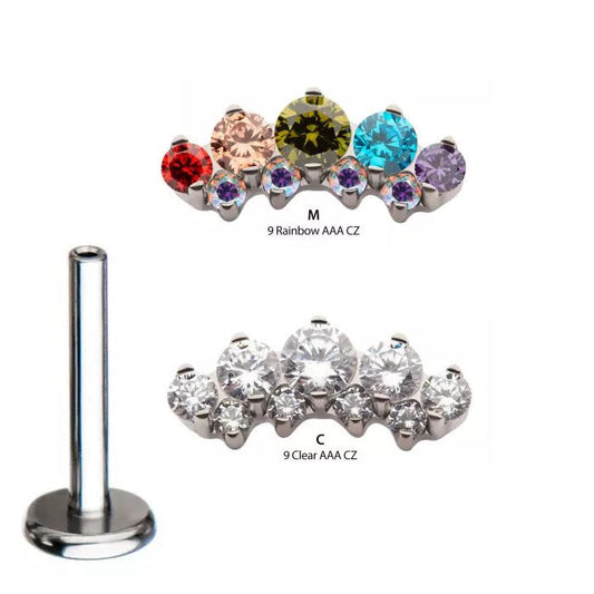 Initial Piercing  - Synethtic opal 2 row Gem Arc Labret